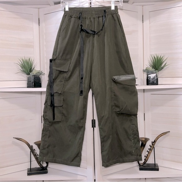 Vintage Pants - Army green Y2K safari high rise grunge skater cargo pants Sz S